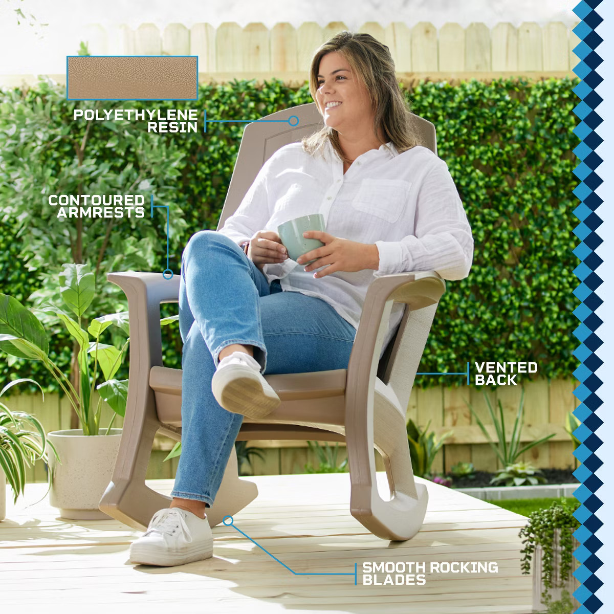 Semco Plastics SEMTPE Extra Large Recycled Plastic Resin Durable Outdoor Patio Rocking Chair | Target