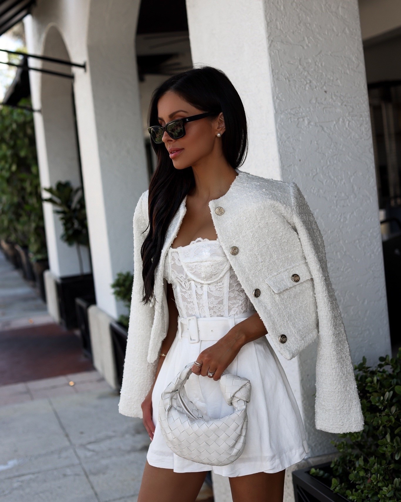 Beach vacation outfit / Valentine’s Day outfit
White tweed jacket
Bardot lace bustier 
White shorts linking similar 

#LTKTravel #LTKootd #LTKFindsUnder100