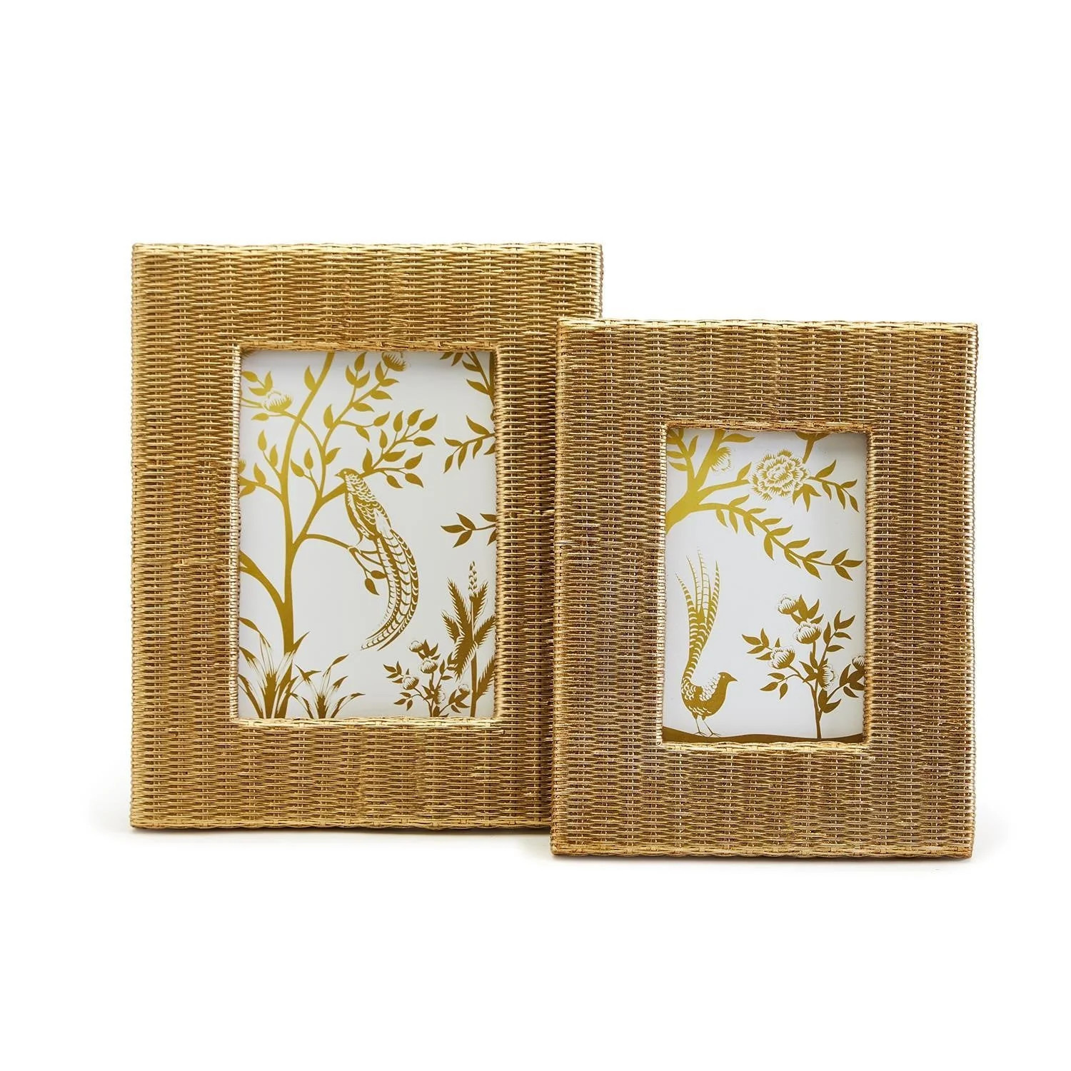Golden Weave Basket Weave Pattern Photo Frame - Set of 2 | Burke Decor
