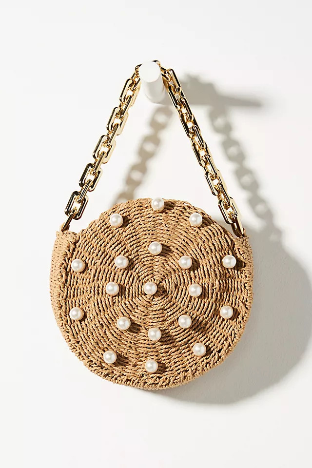 Chain-Link Round Straw Clutch | Anthropologie (US)