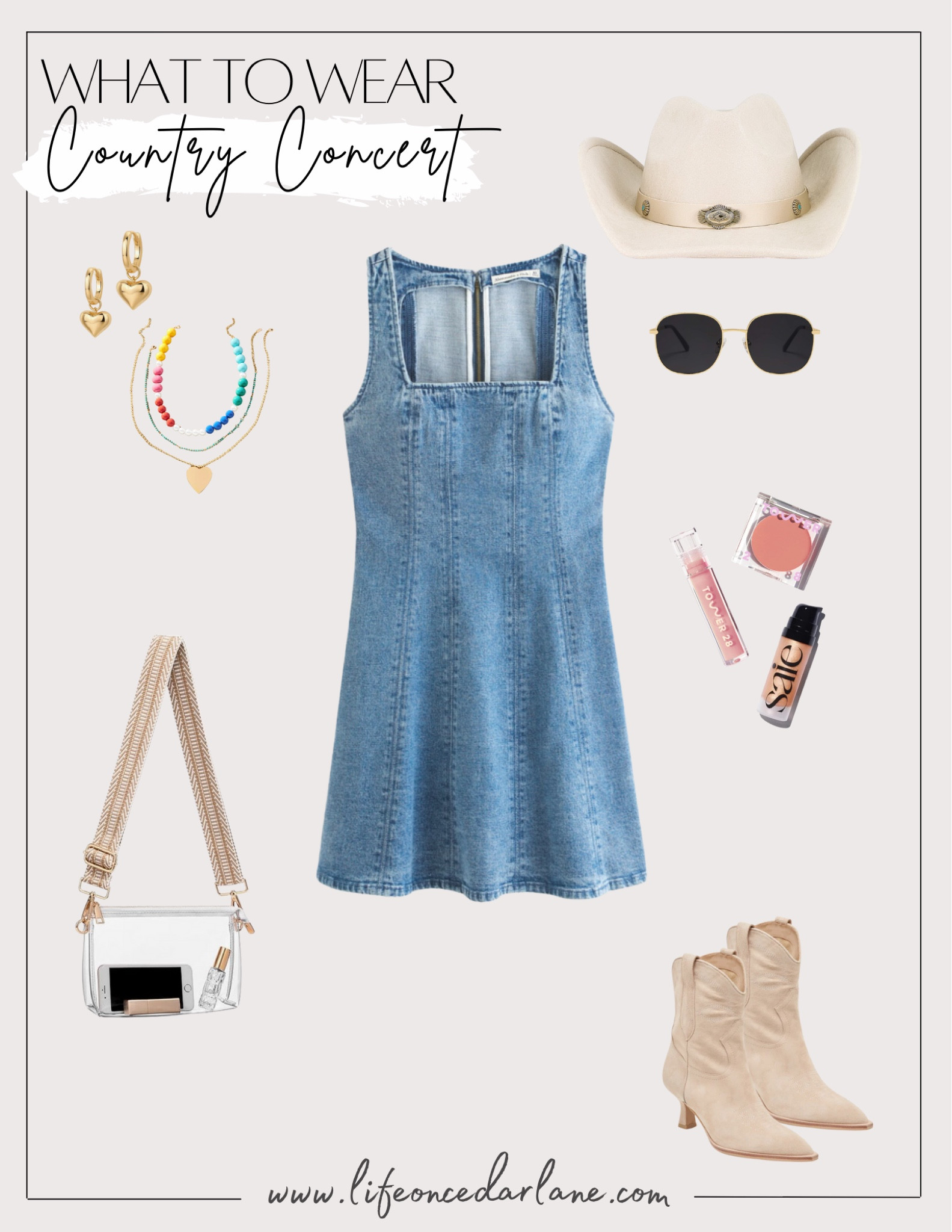 Country Concert Look- snag this cute denim dress from Abercrombie! Perfect for an upcoming concert or Nashville trip! Love this cute booties too!

#countryconcert #cowboyboots #cowboyhat

#LTKStyleTip #LTKFindsUnder100 #LTKSaleAlert