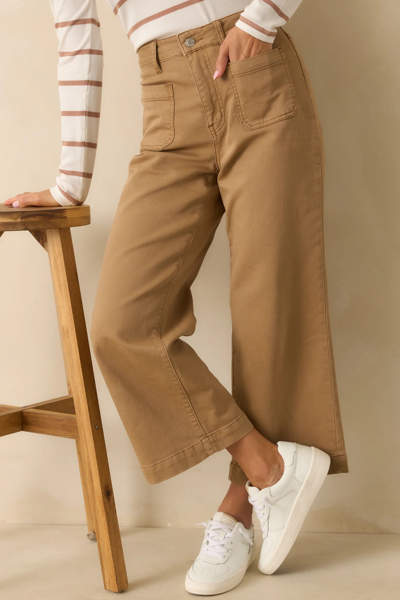 Thread & Supply Tan Brown Cotton Sophia Pants | Red Dress