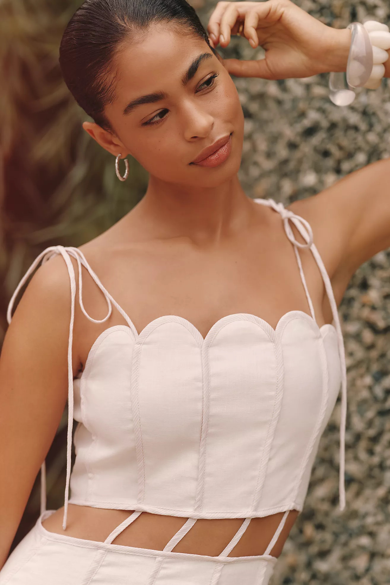 AZULU Malta Linen Scalloped Cutout Maxi Dress | Anthropologie (US)