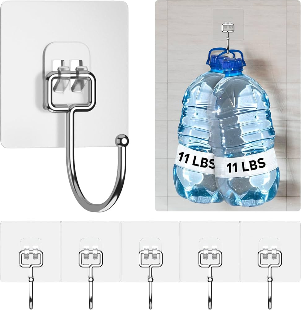 GLUIT Adhesive Large Wall Hooks for Hanging Heavy Duty 22 lbs Hooks for Walls No Damage, Towel St... | Amazon (US)