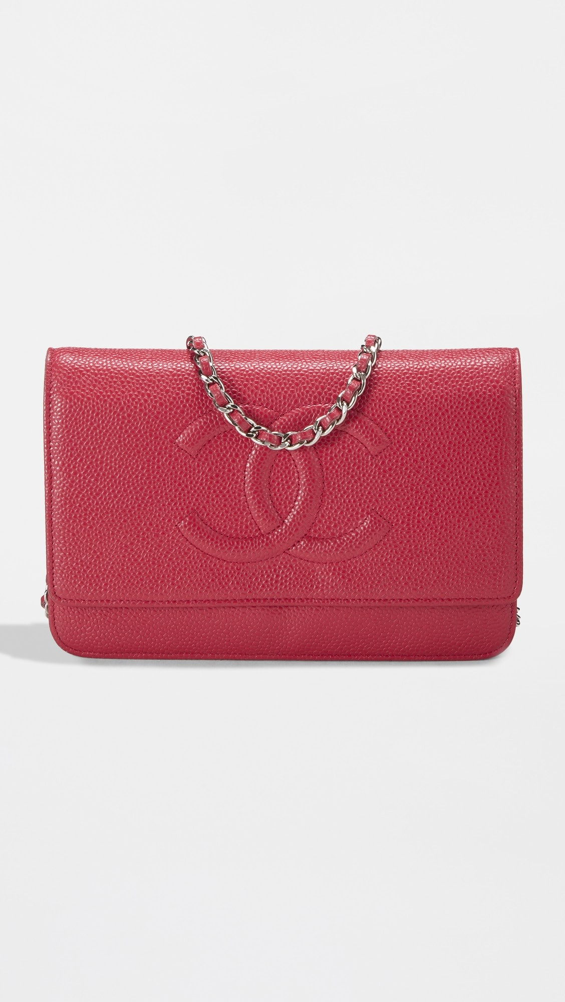 Chanel Red Caviar Timeless CC Wallet On Chain | Shopbop