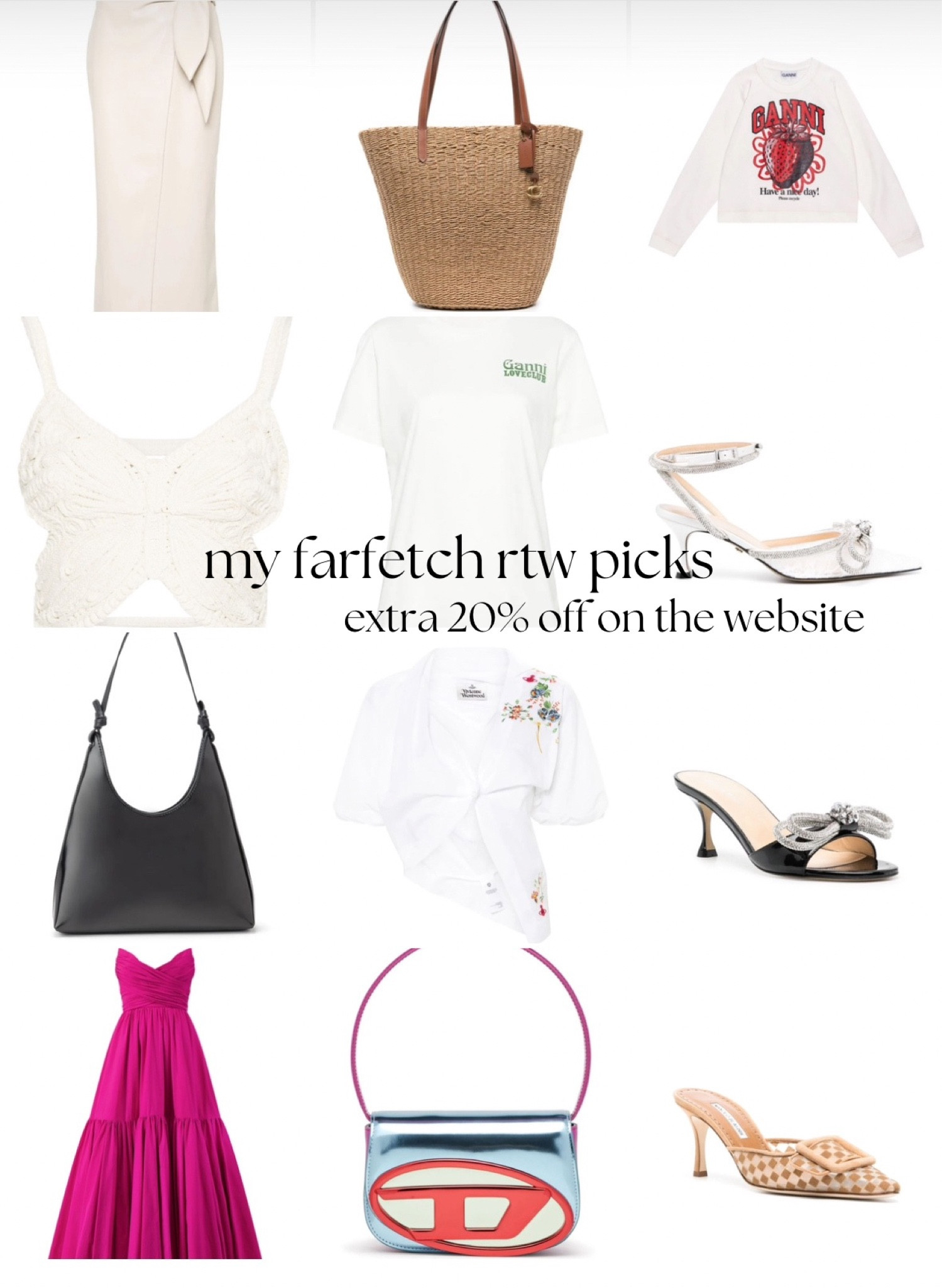 farfetch currently have a sale for up to 60% off with an extra 20% off on their ready to wear! i’m sharing my favourite picks i’ve found! there are some amazing brands in the sale like staud, blumarine, ganni, coach and mach & mach! 

#ltkfashion #bags summer picks, rtw picks, streetstyle, style with me, summer inspo 

#LTKluxury #LTKsale #LTKsummer