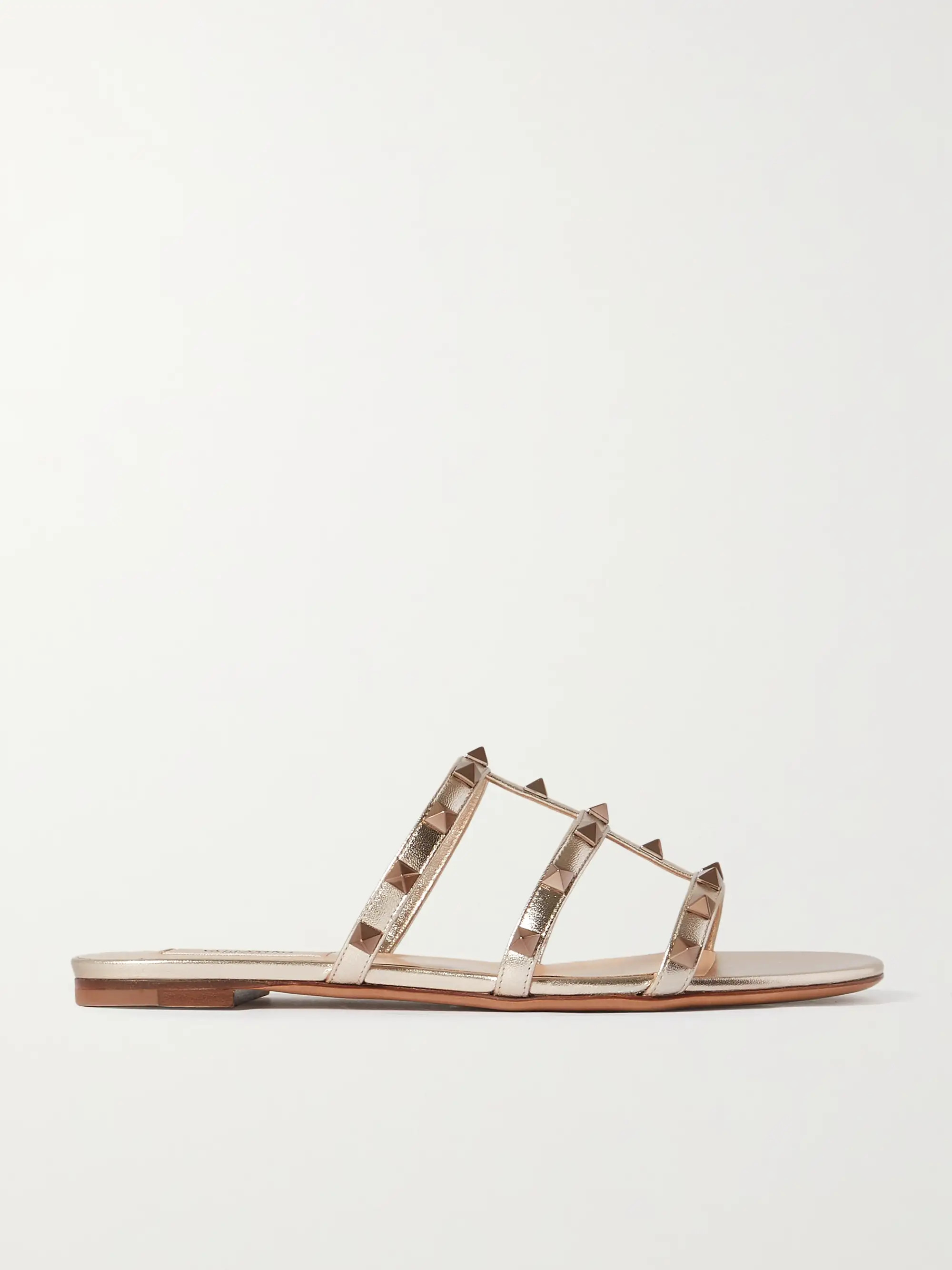 Rockstud metallic leather sandals | NET-A-PORTER (US)