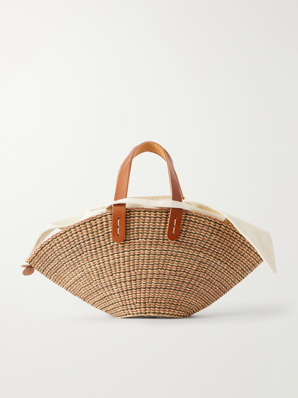 MUUÑ - Sophia Mini Leather-trimmed Raffia Tote - Brown | NET-A-PORTER (UK & EU)