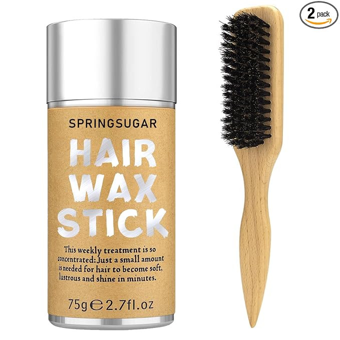 Slick Back Hair Brush & Hair Wax Stick Set for Slick Back – Boar Bristle Brush for Sleek, Contr... | Amazon (US)