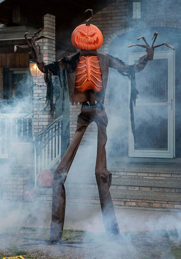FUN Costumes 8FT Giant Animated Scarecrow Pumpkin Outdoor Decoration, Large Creepy Spooky Sounds ... | Amazon (US)