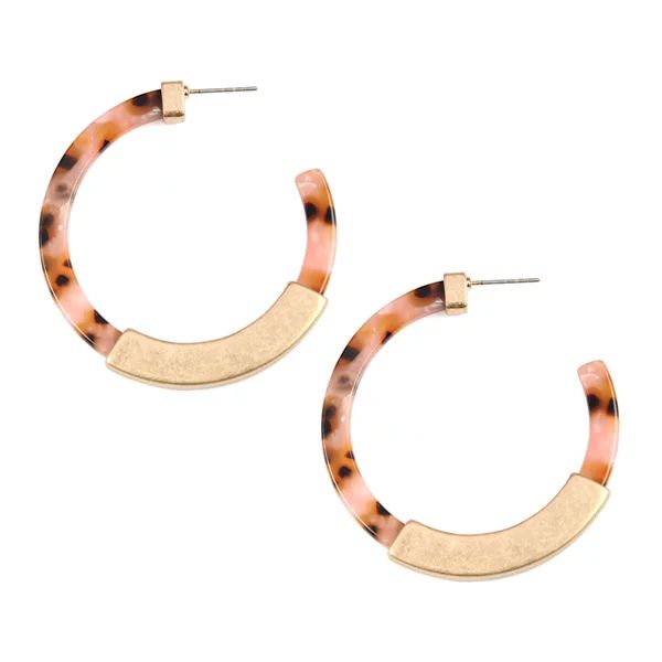 Riah Fashion Hoop Resin Half Metal Cast Post Earrings | Walmart (US)