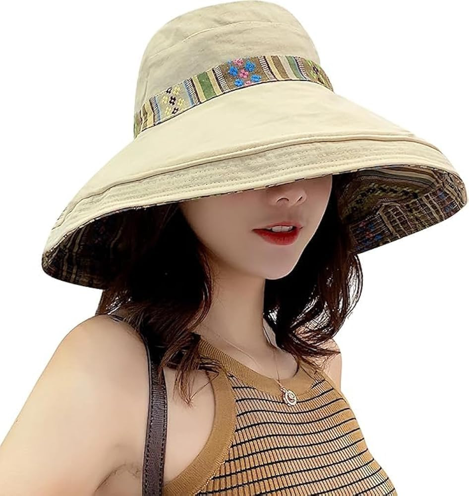 Women Wide Brim Sun Hats Metal Wired Edge Summer UV Protection Beach Fishing Hat for Hiking Garde... | Amazon (US)
