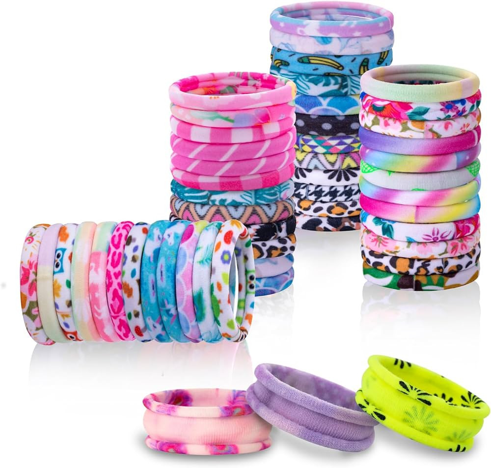 Hair Ties for Girls 48Pcs Ties for Thick Heavy or Curly Hair-No Slip Seamless Ponytail Holders-Ha... | Amazon (US)