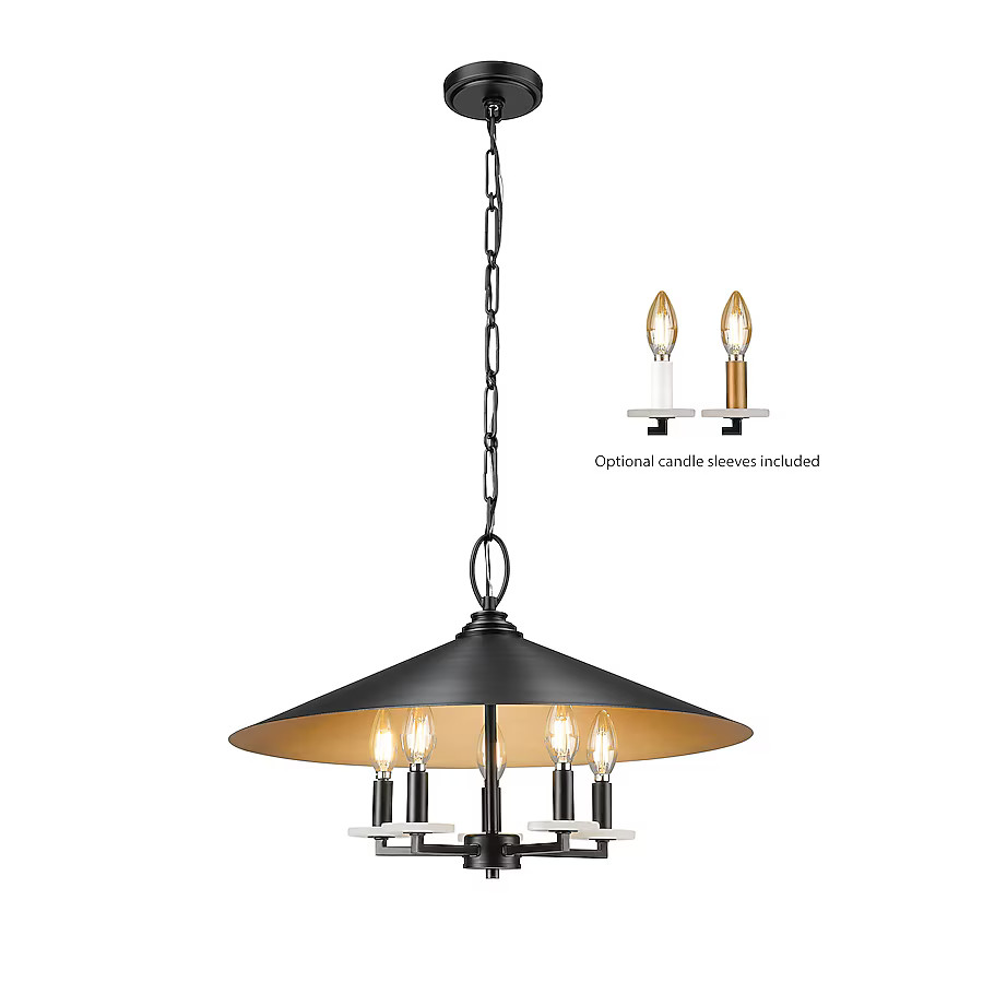Z-Lite Rialto 5 -Light Matte Black Transitional Lantern Hanging Pendant light | Lowe's