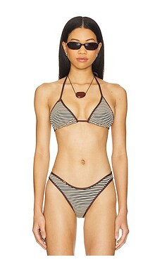 Frankies Bikinis x Bella Hadid Nick Striped Rib Bikini Top in Lasso from Revolve.com | Revolve Clothing (Global)