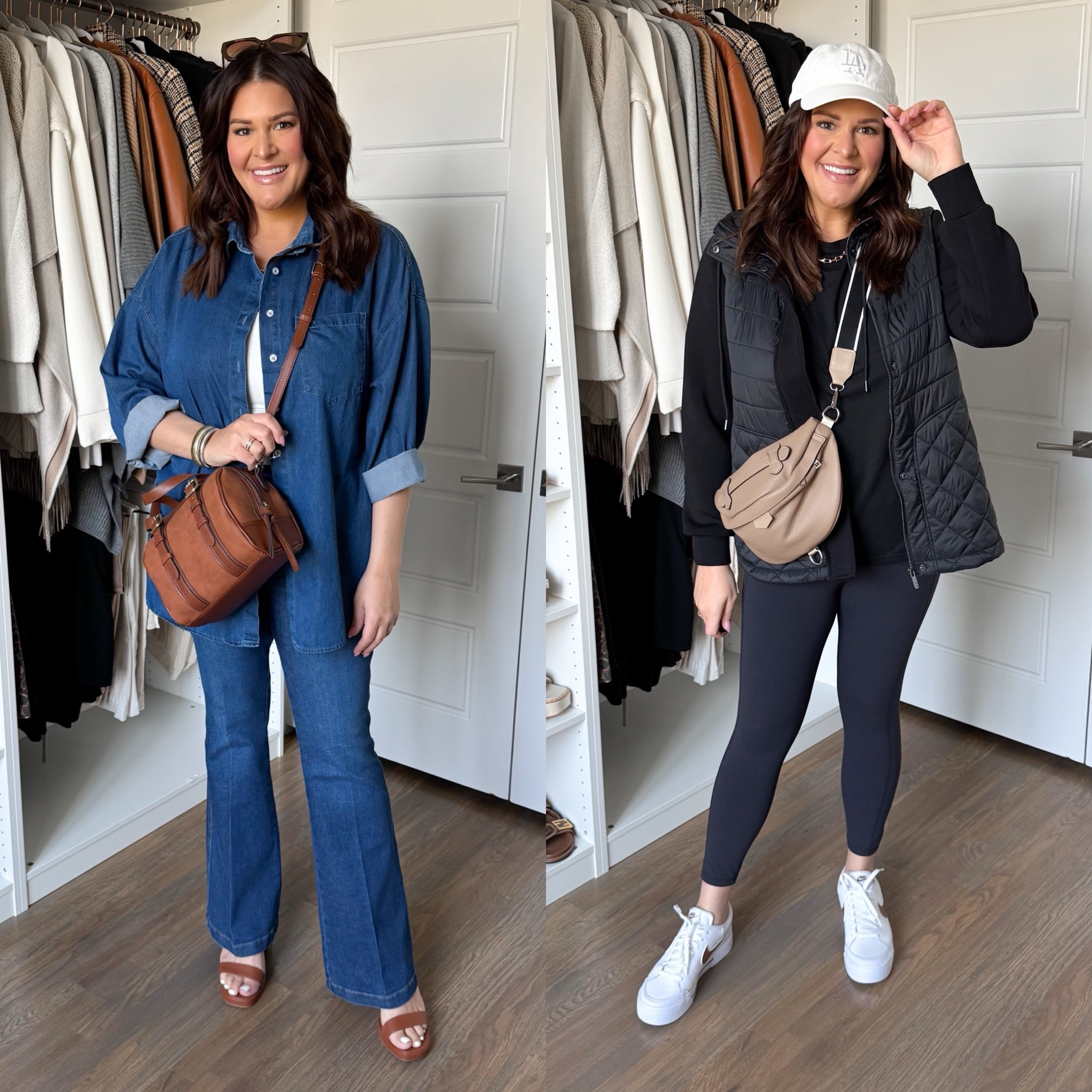 Casual everyday fashion. Hybrid puffer jacket athleisure look and denim on denim outfit. 

Jeans Discount: NICOLEXSPANX 

Jeans: XL Reg
Denim Shirt & Tank: XL
Black Jacket: L
Shirt & Leggings: XL

#LTKStyleTip #LTKActive #LTKMidsize