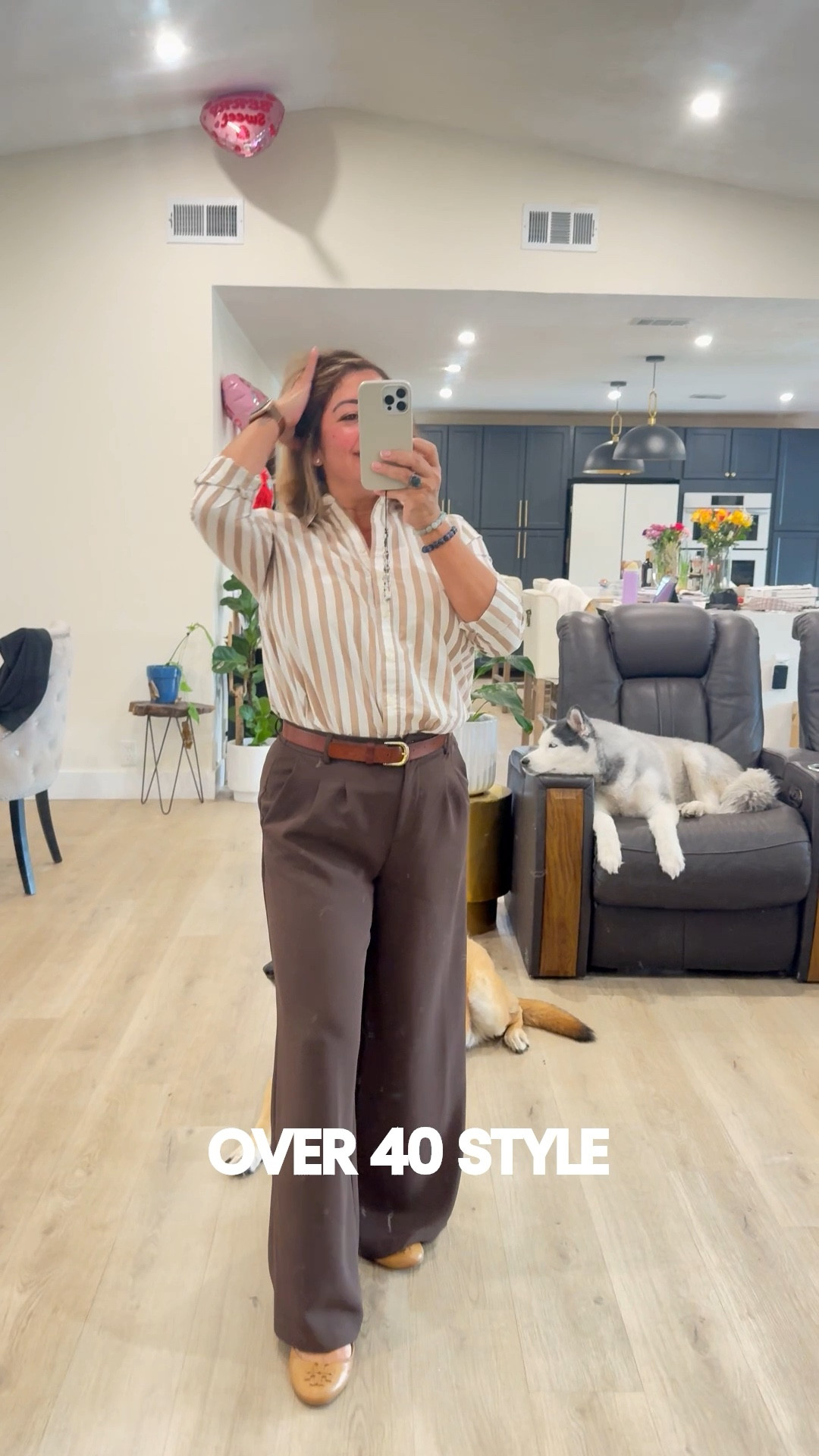 Over forty style 
Sunday church outfit, love the elastic pants from @loft, the button down top from @anntaylor adorable. 

#overfortystyle #womenfashion #anntaylor #loveloft 

#LTKdayinmylife #LTKOver40 #LTKootd