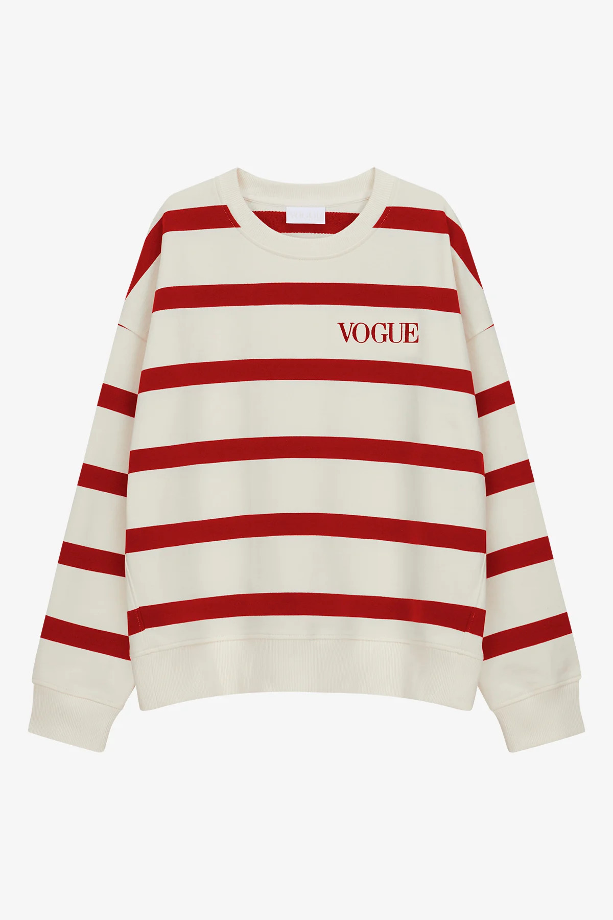 VOGUE Sweatshirt gestreift Rot mit Logo-Stickerei | VOGUE Collection Germany