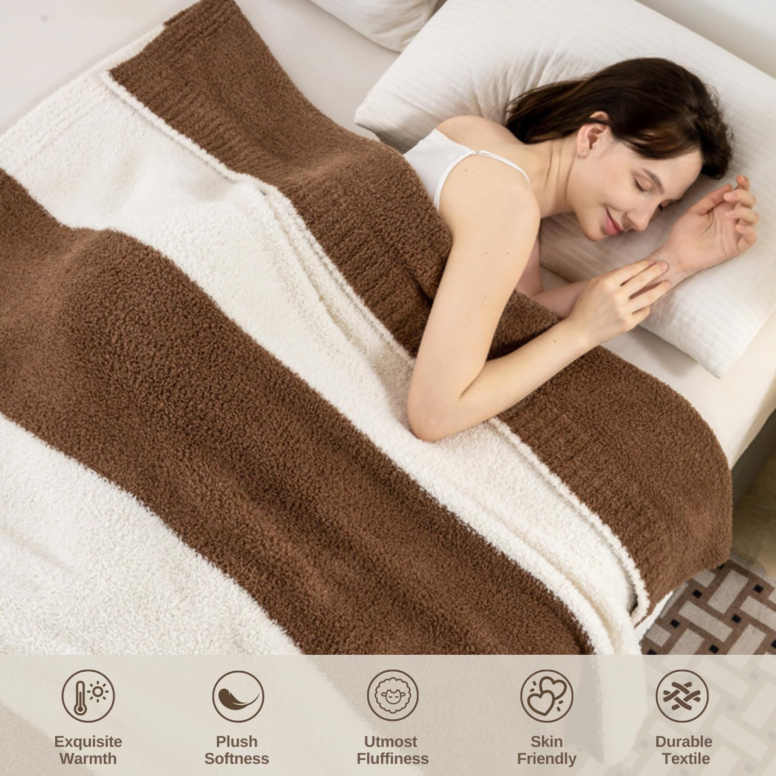 Mokoya Super Soft Brown Throw Blanket 50"x70", Lightweight Fluffy Throw Blanket for Couch, Bed, S... | Amazon (US)