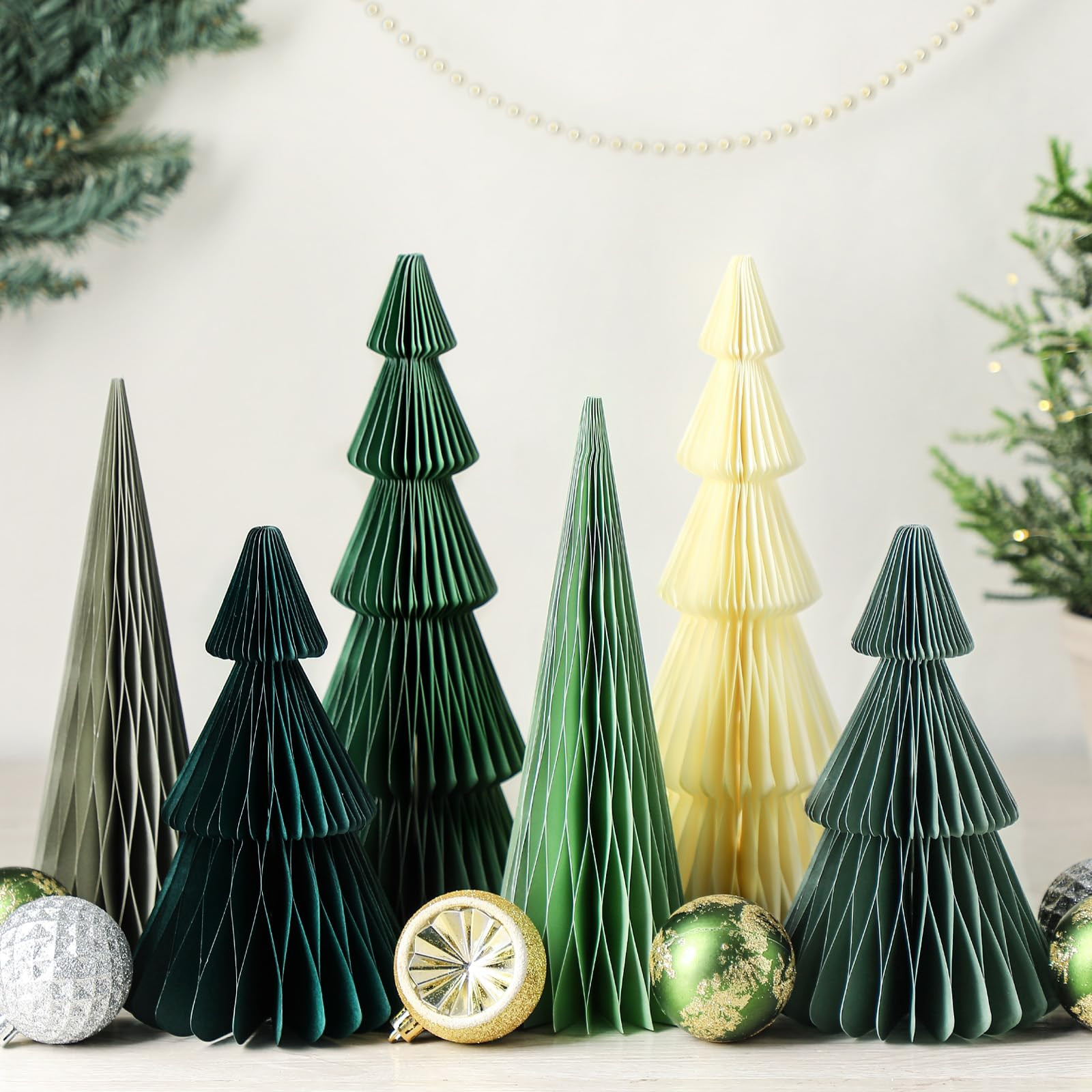 6 Pcs Green Christmas Tree Honeycomb Centerpiece Minimalist 3D Paper Trees Centerpiece Modern Chr... | Amazon (US)