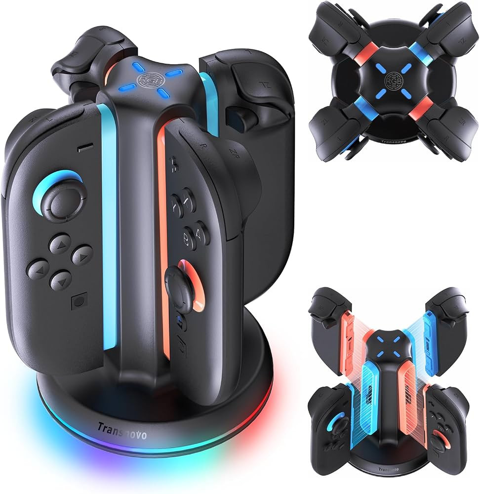 TRANSNOVO Charging Dock for Nintendo Switch 2 Joycons, 4 in 1 Dual-Side Magnetic Fast Controller ... | Amazon (US)
