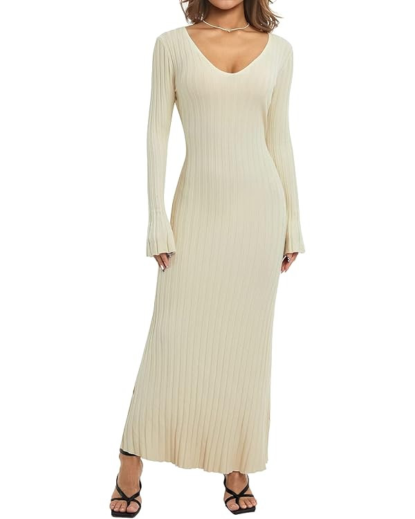 Fabumily Sexy Knit Bodycon Dress for Women Sleeveless Spaghetti Strap Cut Out Maxi Dress Backless... | Amazon (US)