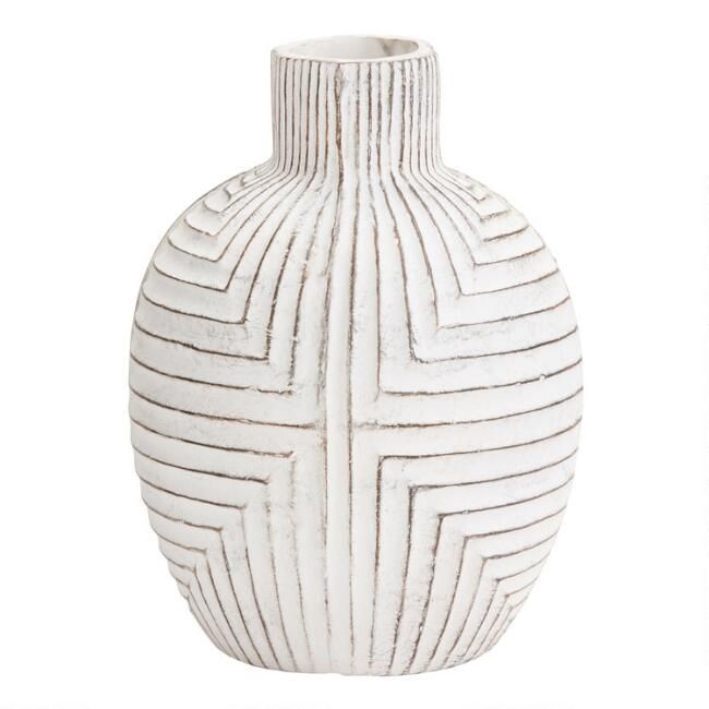 Small White Textured Ecomix Vase | World Market