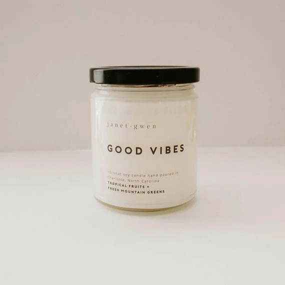 Good Vibes 9oz Candle | Coconut Soy Wax Candle | Essential Oil Candle | Spa Gift Basket | Gifts T... | Etsy (US)