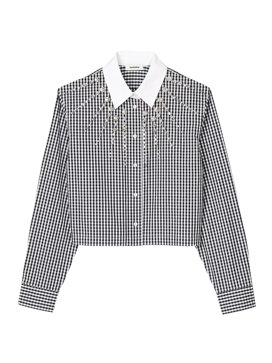 Cropped Shirt with Rhinestone Bib | Saks Fifth Avenue