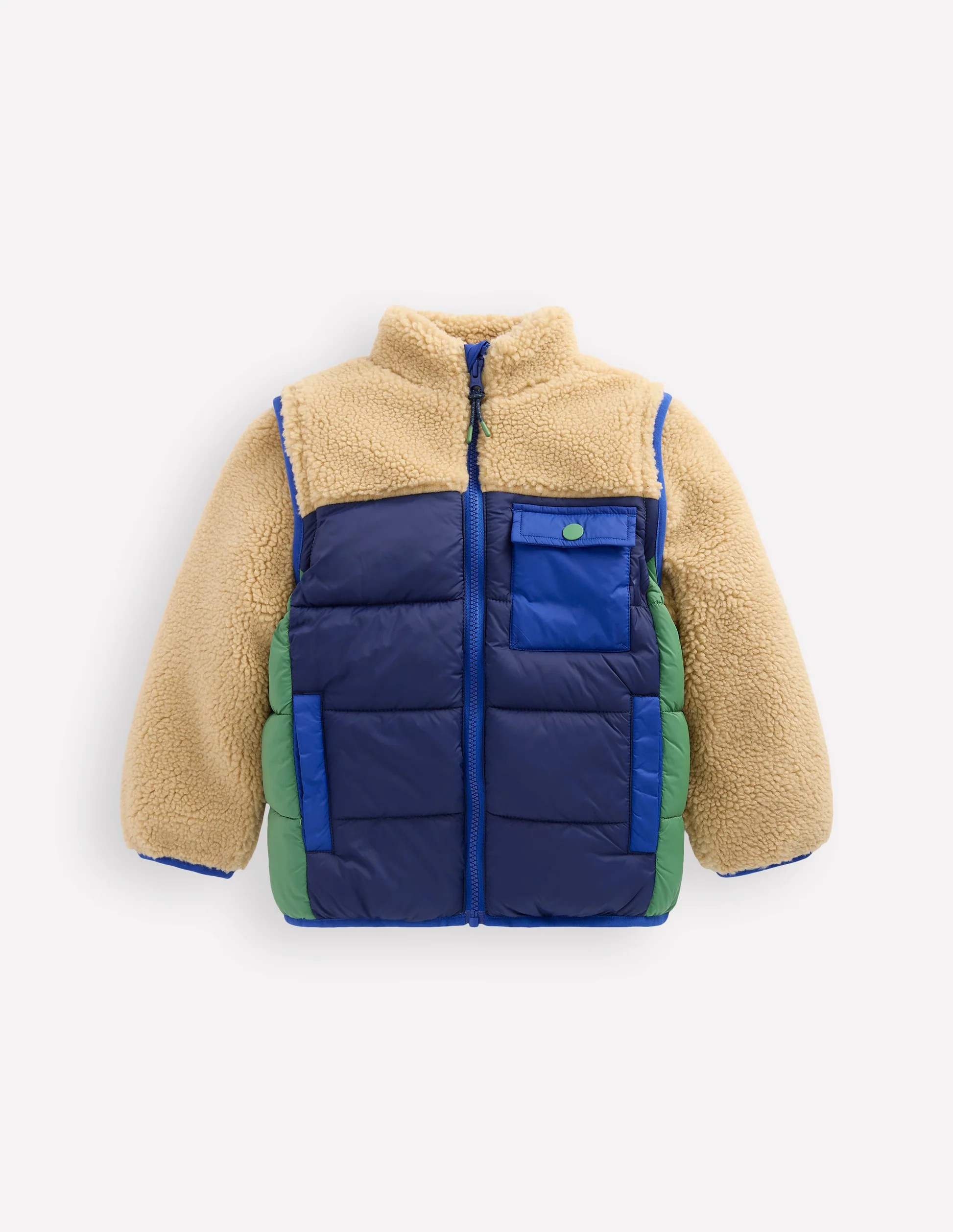2-in-1 Borg Jacket-Winter Moss Mix | Boden (US)