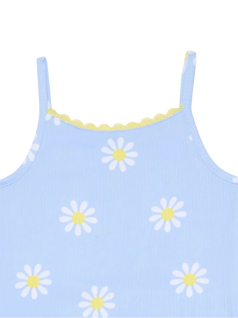 Wonder Nation Girls Pajama Tank Top and Pants with Scrunchie Set, 3-Piece, Sizes 4-18 | Walmart (US)