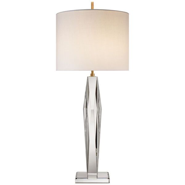 Castle Peak Narrow Table Lamp in Crystal with Cream Linen Shade by kate spade new york | Bellacor