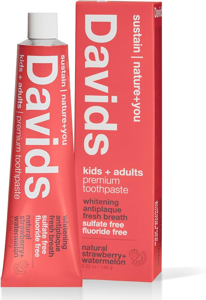 Davids Fluoride Free Kids & Adults Toothpaste, Teeth Whitening, Antiplaque, SLS (Sulfate) Free, P... | Amazon (US)