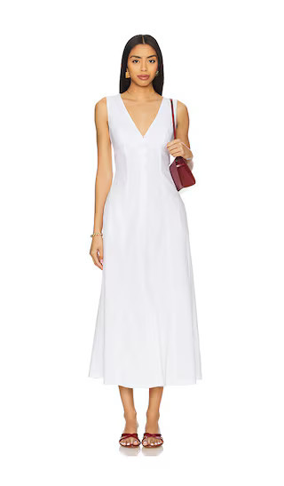 Bardot x REVOLVE Cordelia Linen Midi Dress in White. - size 2 | Revolve Clothing (Global)