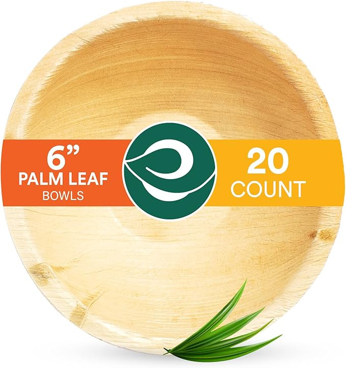 ECO SOUL 100% Compostable Large 6 Inch 16 Oz Palm Leaf Bowls [20-Pack] Disposable Dessert Bowls B... | Amazon (US)