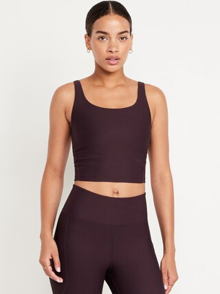 Light Support PowerSoft Ribbed Longline Sports Bra | Old Navy (CA)