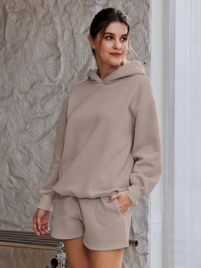 AUTOMET Womens 2 Piece Outfits Oversized Hoodies Sweatsuit Lounge Sets Casual Sweat Shorts Fall Fash | Amazon (US)