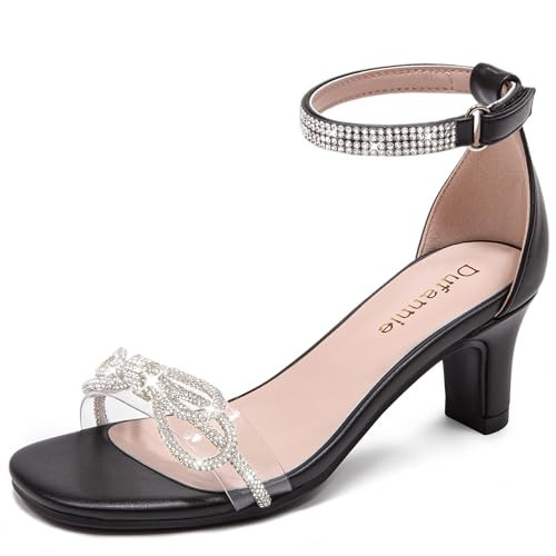 Dufannie Girls Dress Shoes Black Heels for Girls Dress Sandals Kids High Heels Size 3 Open Toe Fancy Formal Shoes for Big Kids Pumps Tween Sandals Church Graduation Dance Party Pageant(D18Black 3) | Amazon (US)