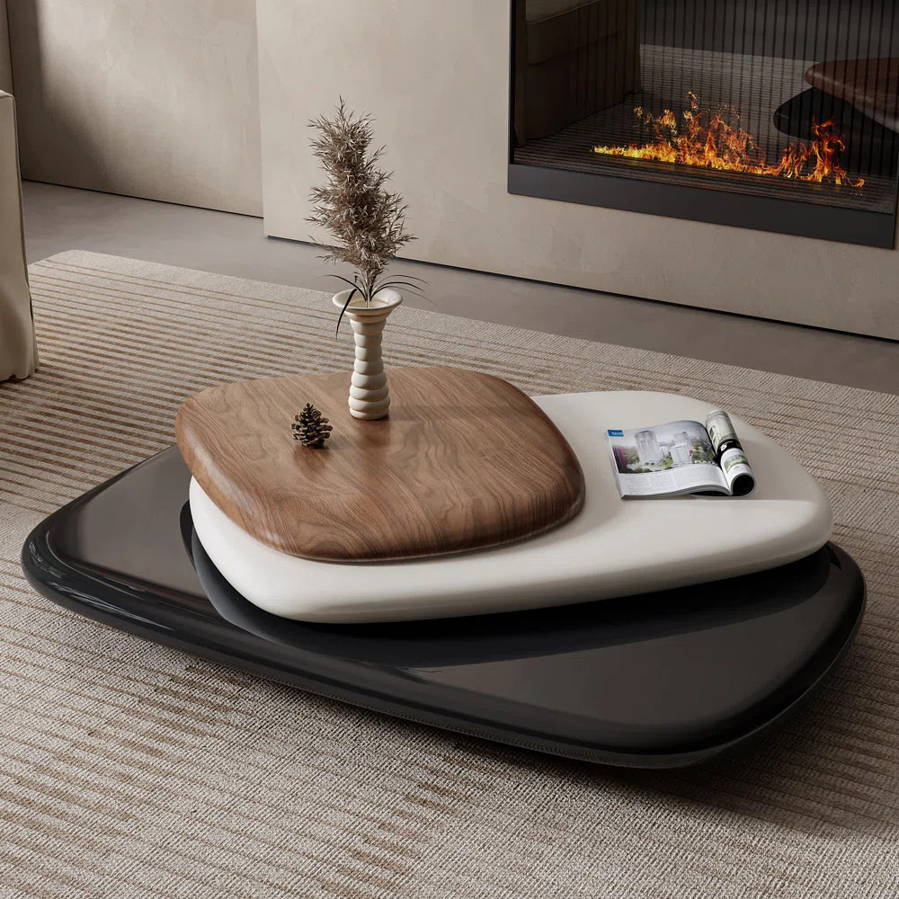 Modern Rotatable Wood Coffee Table For Living Room, Minimalist Contemporary Style Living Room Cen... | Wayfair North America