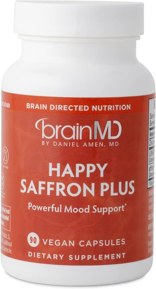 Dr Amen BrainMD Happy Saffron Plus - 90 Capsules - With Saffron Flower Extract, Curcumin & Zinc -... | Amazon (US)