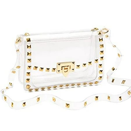 Clear Purse for Women Clear Crossbody Bag Fashion Rivet Decor-Gold | Walmart (US)