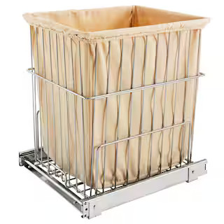 Rev-A-Shelf Chrome Wire Rectangular Pullout Laundry Room Hamper Clothes Basket, 1.7 Bushel HRV-15... | The Home Depot
