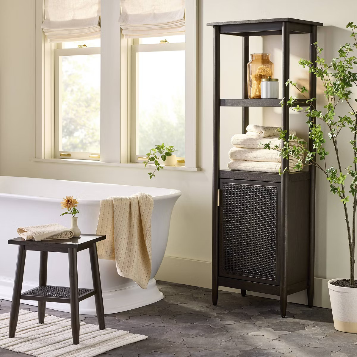 Wood & Cane Bathroom Stool - Hearth & Hand™ with Magnolia | Target