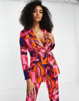 Never Fully Dressed tailored blazer in pink foxy print - part of a set  | ASOS | ASOS (Global)