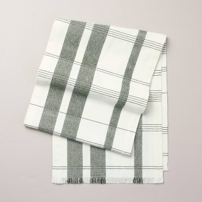 14"x72" Plaid Woven Table Runner Green/Cream - Hearth & Hand™ with Magnolia | Target