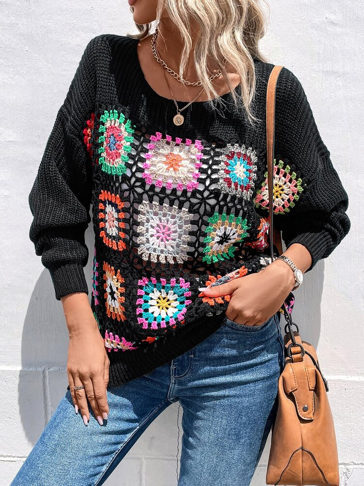 Graphic Print Drop Shoulder Sweater | SHEIN