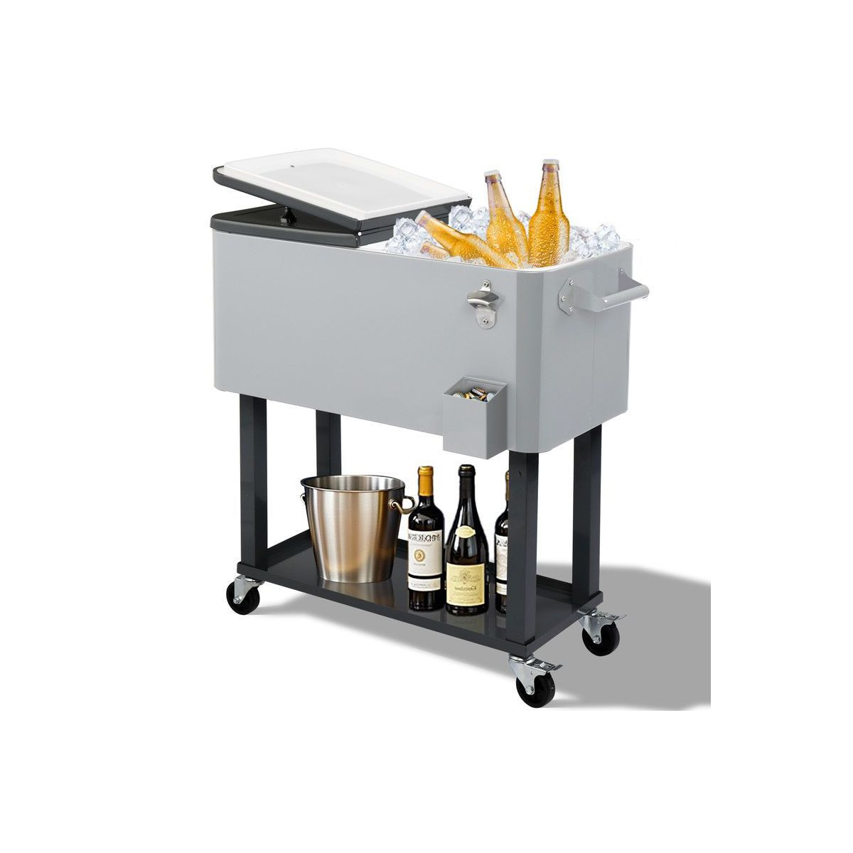 Karl Home 80 QT Silver Outdoor Rolling Cooler Cart | Target