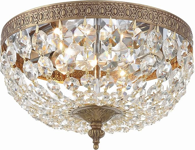 Crystorama 2 Light Spectra Crystal Olde Brass Flush Mount | Amazon (US)