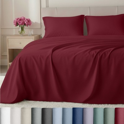 California Design Den 100 Percent Cotton Sheets Queen - 800 Thread Count Sateen, 4 Piece Deep Pocket High Quality Cotton Sheets - Red Wine | Target