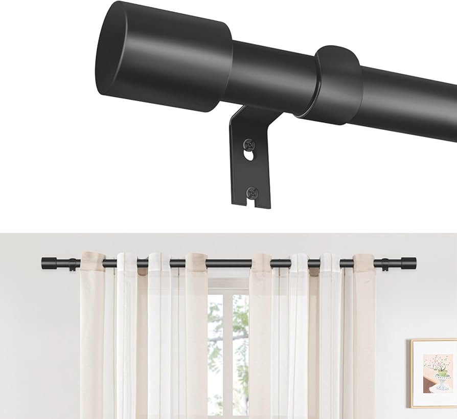 YNL Black Curtain Rods for Windows 18 to 45 Inches (1.5-3.75 ft), Adjustable Single Window Curtai... | Amazon (US)